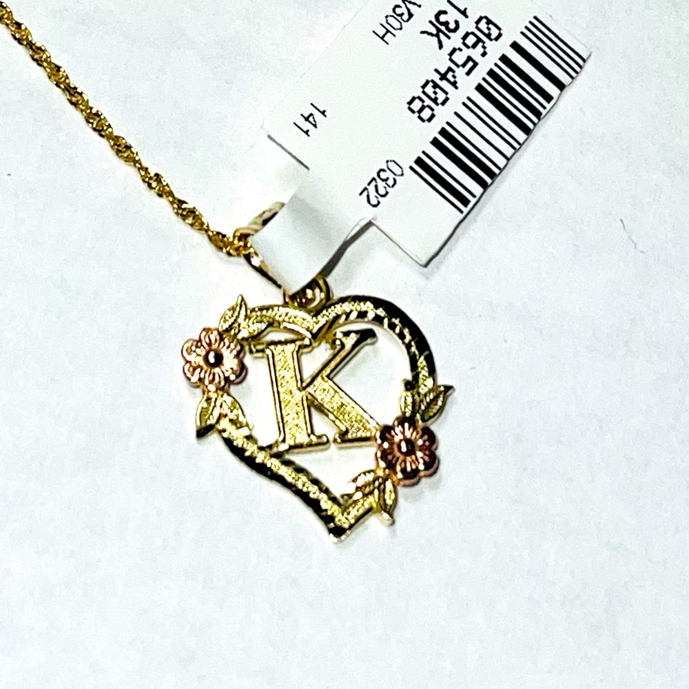 10k solid gold K initial pendant charm Name monogram charm NOT PLATED real gold